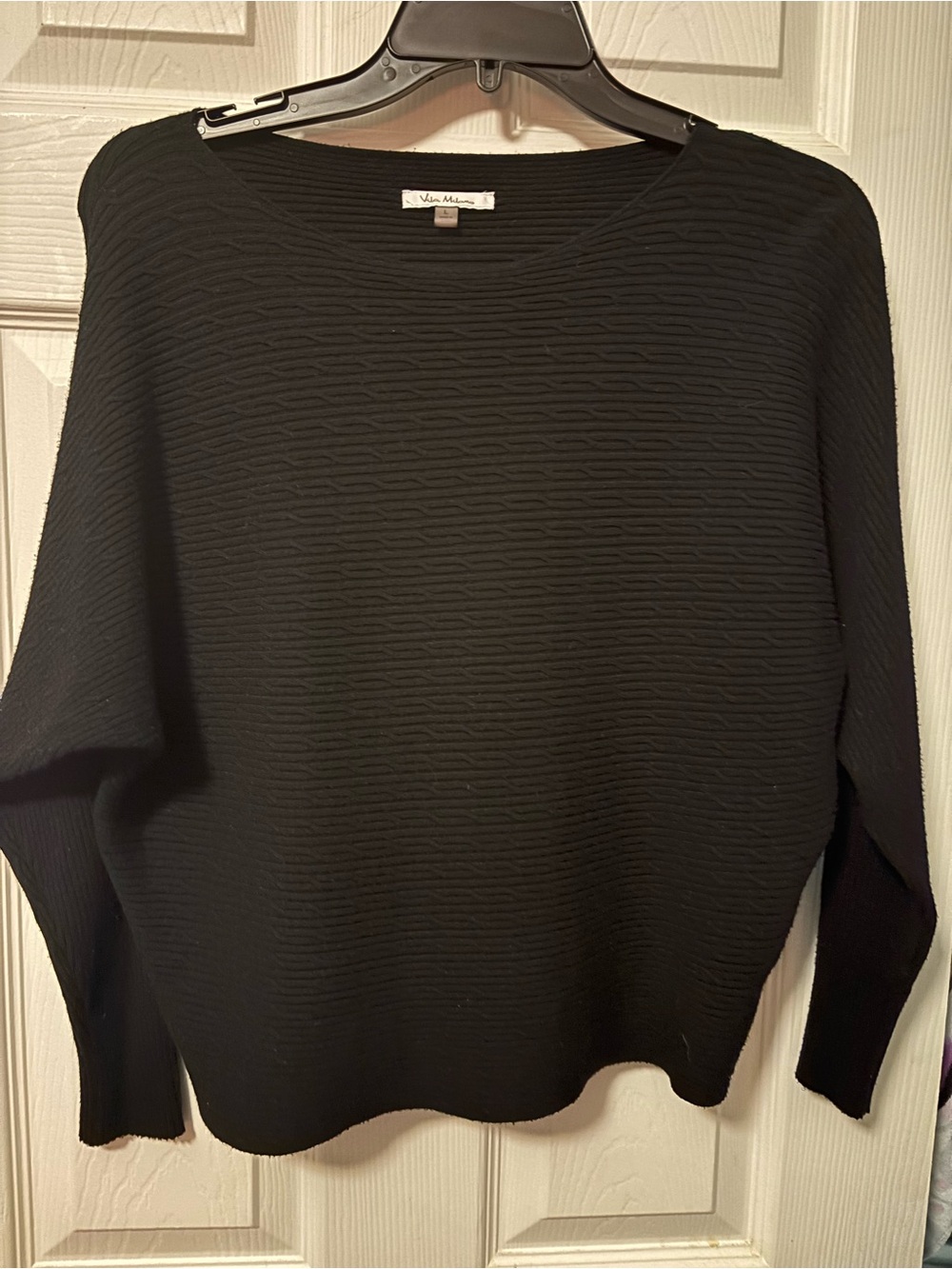 Milano Black Textured Crewneck Sweater